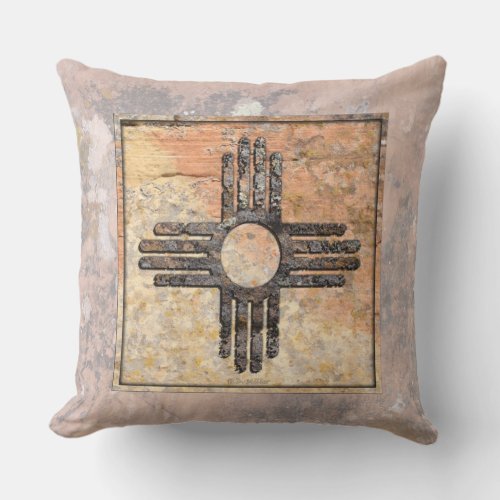 New Mexicos Zia Sun Symbol Throw Pillow