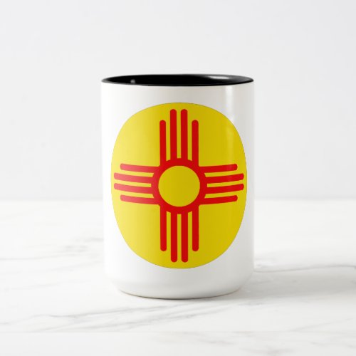 New Mexicos Zia Sun Symbol Two_Tone Coffee Mug