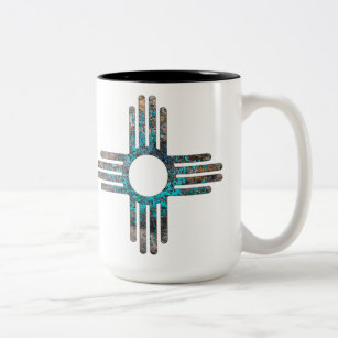 New Mexico's Zia Sun Symbol Two-Tone Coffee Mug