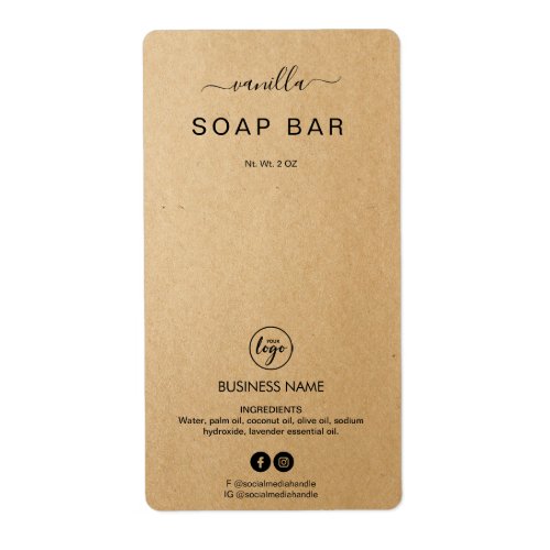 New Minimalist Kraft Soap Bar Product Labels