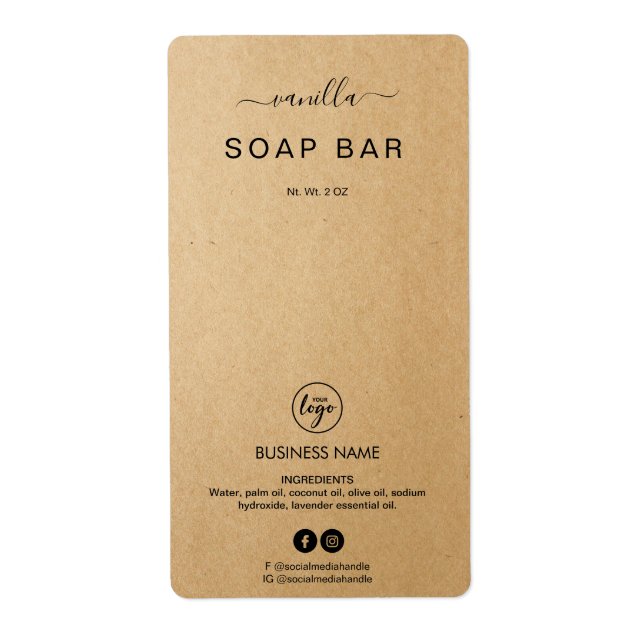 New Minimalist Kraft Soap Bar Product Labels (Front)