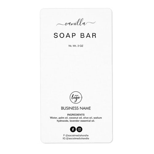 New Minimalist White Soap Bar Product Labels