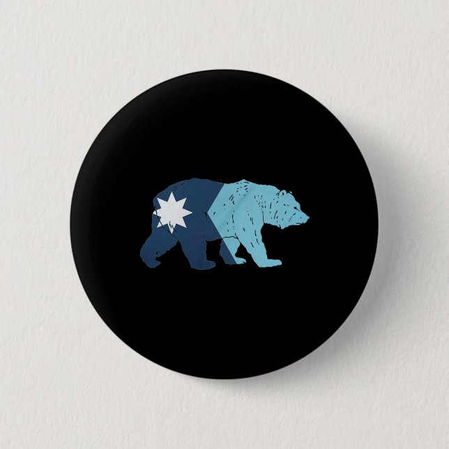New Minnesota State Flag Bear  Button (Front)