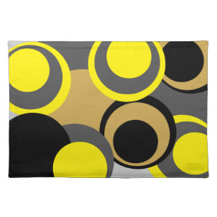 New modern colorful circles grey black yellow cloth placemat