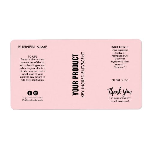 New Modern Pastel Pink Body Butter Jar Labels