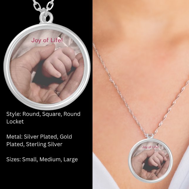 New Mom and Baby Joy of Life Round Silver Plated Necklace (New Mom and Baby Joy of Life Round Silver Plated Necklace)