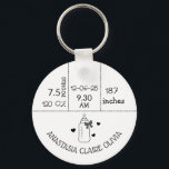 New mom Baby arrival baby stats new baby Gift Keychain<br><div class="desc">New Mom Baby Arrival Stats Keychain – Perfect Gift for First-Time Moms Celebrate the arrival of a precious new baby with this beautifully personalized baby stats keychain, designed to capture the memorable details of your baby's birth. Featuring a custom engraving with the baby's weight, height, birth date, and time, this...</div>
