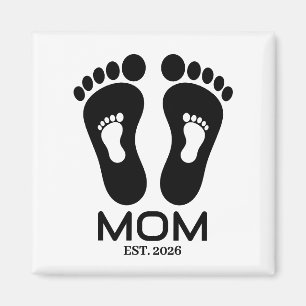 New Mom Baby Footprints Established Date  Magnet