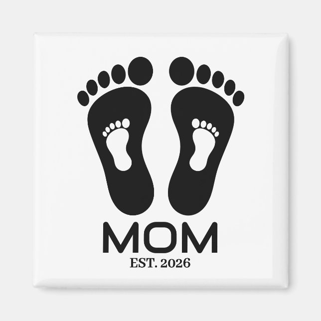 New Mom Baby Footprints Established Date  Magnet (Front)