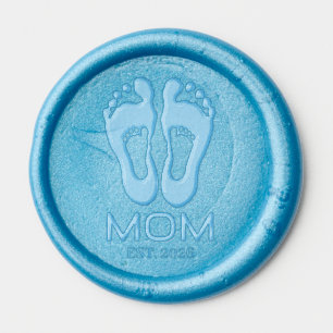 New Mom Baby Footprints Established Date Wax Seal Sticker