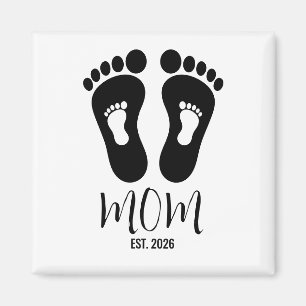 New Mom Baby Footprints Established  Magnet