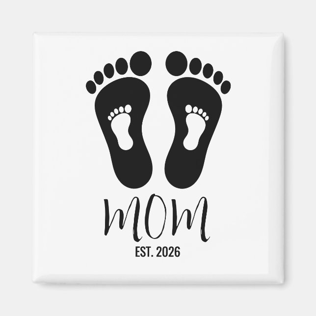 New Mom Baby Footprints Established  Magnet (Front)