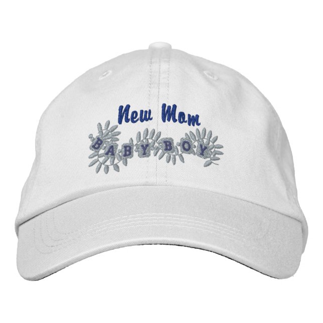 New Mom -Boy Embroidered Baseball Hat (Front)