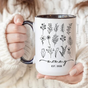 New Mom Custom Floral Coffee Mug Floral Mommy Gift