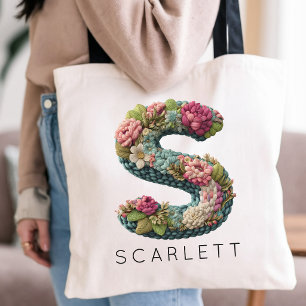 New Mom Custom Mama Mother’s Day Floral Monogram Tote Bag