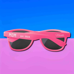 New Mom - est.2024 - personalized pink Sunglasses