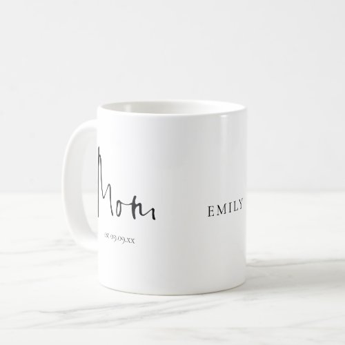 New Mom Est Date Name Script Coffee Mug