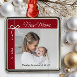 New Mom First Christmas Photo Metal Ornament<br><div class="desc">Celebrate your first year as a mother with this special keepsake ornament. Personalize this charming Christmas tree ornament with a photo of you and your baby,  and your baby's name and birth date.</div>