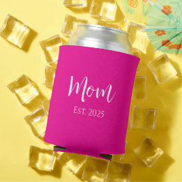 New Mom Hot Pink Elegant Mother's Day  Can Cooler