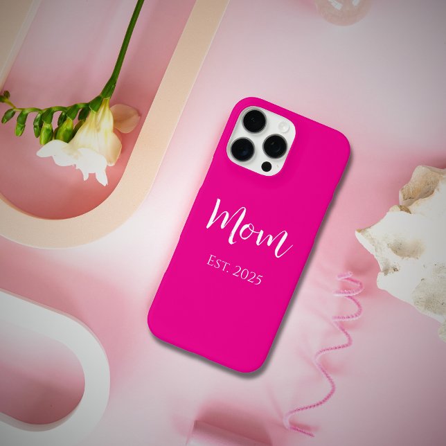 New Mom Hot Pink Elegant Mother's Day  Case-Mate iPhone Case (Creator Uploaded)