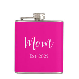 New Mom Hot Pink Elegant Stylish Mother's Day  Flask