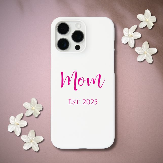 New Mom Hot Pink Script Mother's Day  Case-Mate iPhone Case (Creator Uploaded)