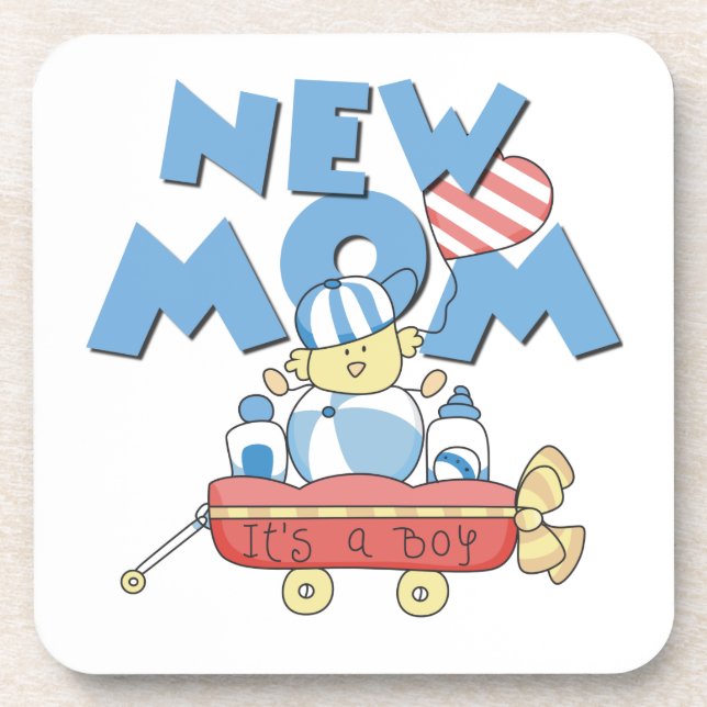 New Mom It's a Boy Gifts Beverage Coaster (Front)