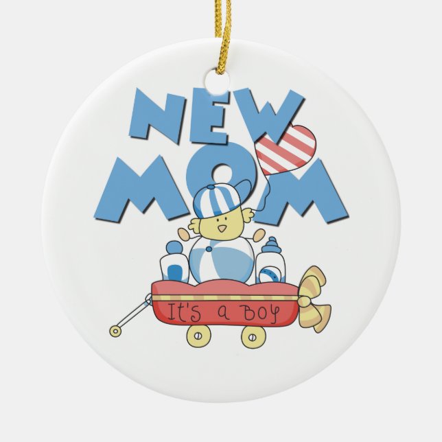 New Mom It's a Boy Gifts Ceramic Ornament (Front)
