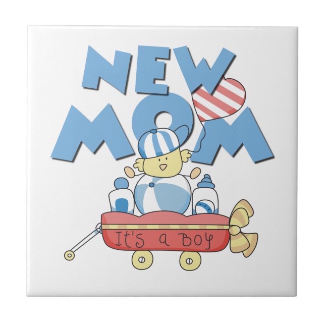 New Mom It's a Boy Gifts Ceramic Tile (Front)
