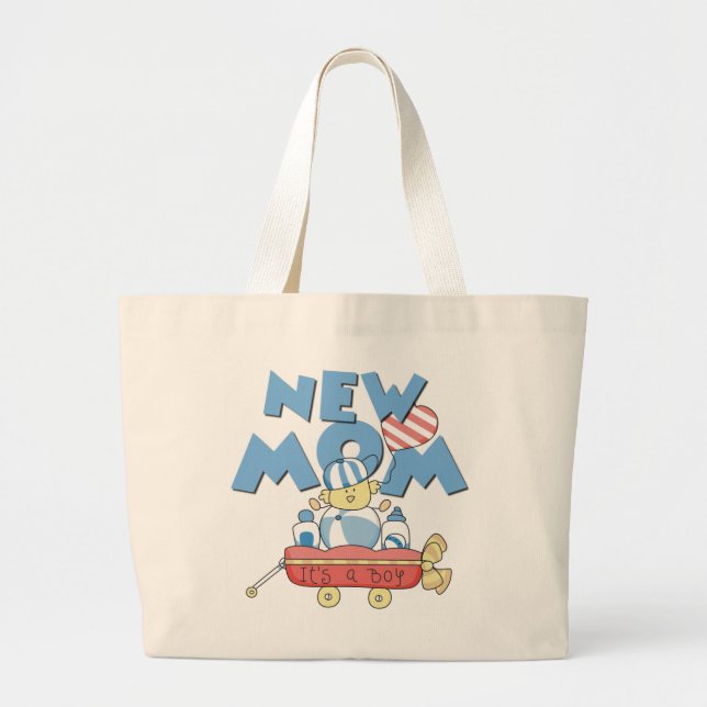 New Mom It's a Boy Tshirts and Gifts Large Tote Bag (Front)