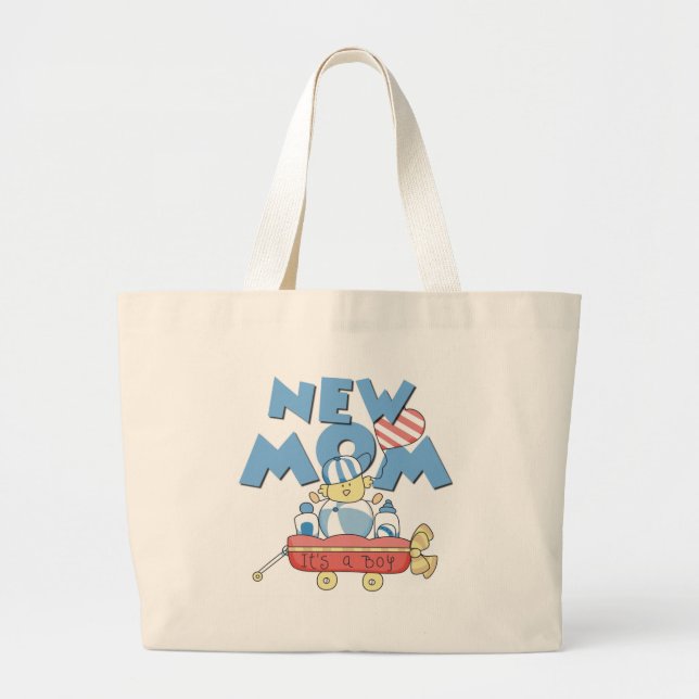 New Mom It's a Boy Tshirts and Gifts Large Tote Bag (Front)