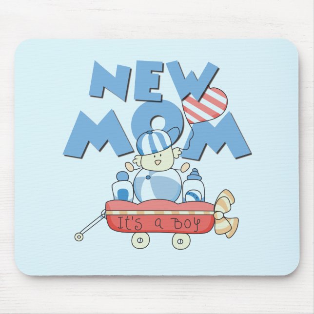 New Mom It's a Boy Tshirts and Gifts Mouse Pad (Front)