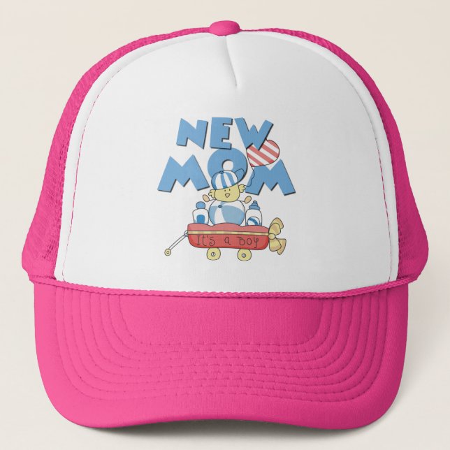 New Mom It's a Boy Tshirts and Gifts Trucker Hat (Front)