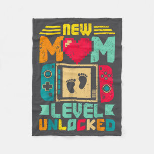 New Mom Level Unlocked Gamer Valentine's  Fleece Blanket