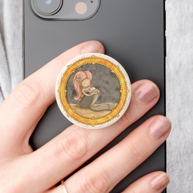 New Mom Mermaid with New Born Baby Illustration PopSocket (Creator Uploaded)