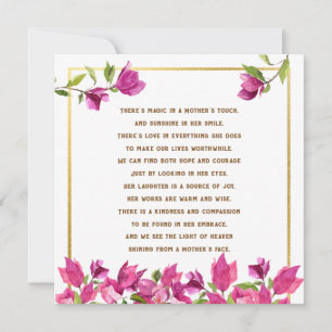 New Mom Mother Poem Floral Mother's Day Flat Card