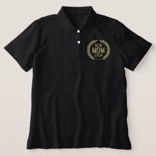 New Mom Personalize YEAR Laurels Embroidery Embroidered Polo Shirt