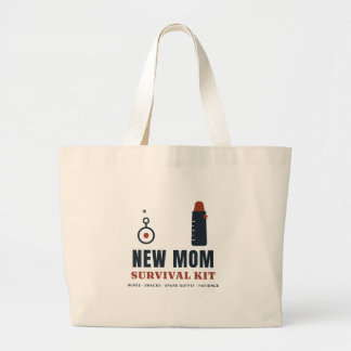 New Mom Survival Kit Funny Baby Shower Gift Diaper Large Tote Bag