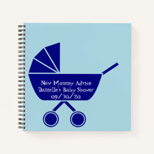 New Mommy Advice Blue Boy Baby Shower Notebook