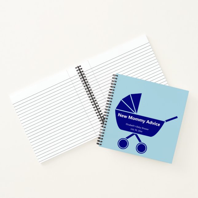 New Mommy Advice Light Blue Boy Baby Shower Notebook (Inside)