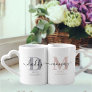 New Mommy and Daddy Monogram Pink and Grey Coffee Mug Set