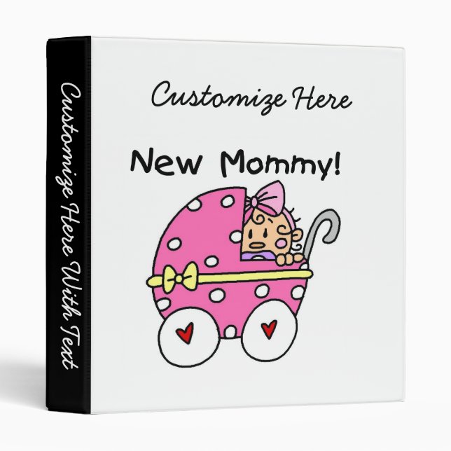 New Mommy Baby Girl Gifts 3 Ring Binder (Front/Spine)