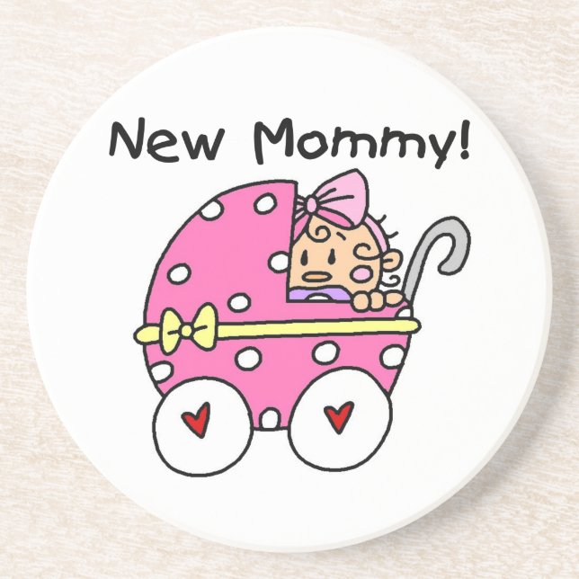New Mommy Baby Girl Gifts Drink Coaster (Front)