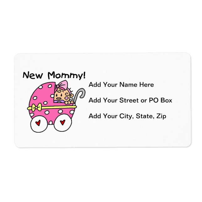 New Mommy Baby Girl Gifts Label (Front)