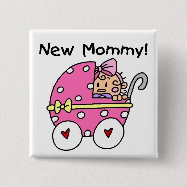 New Mommy Baby Girl Tshirts and Gifts Pinback Button (Front)