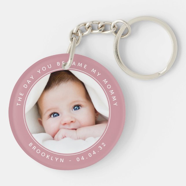 New Mommy Baby Photo Keepsake  Keychain (Back)