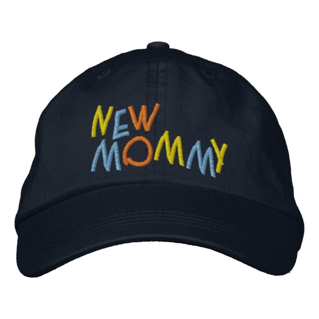 New Mommy Colorful Fun Embroidered Baseball Hat (Front)