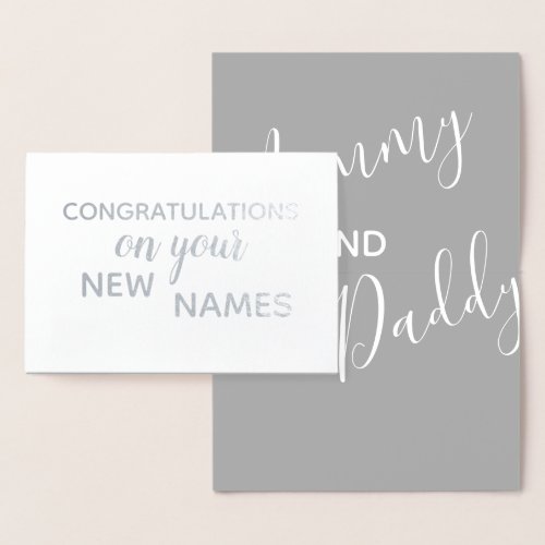 New Mommy  Daddy Congratulations Elegant Brush Foil Card