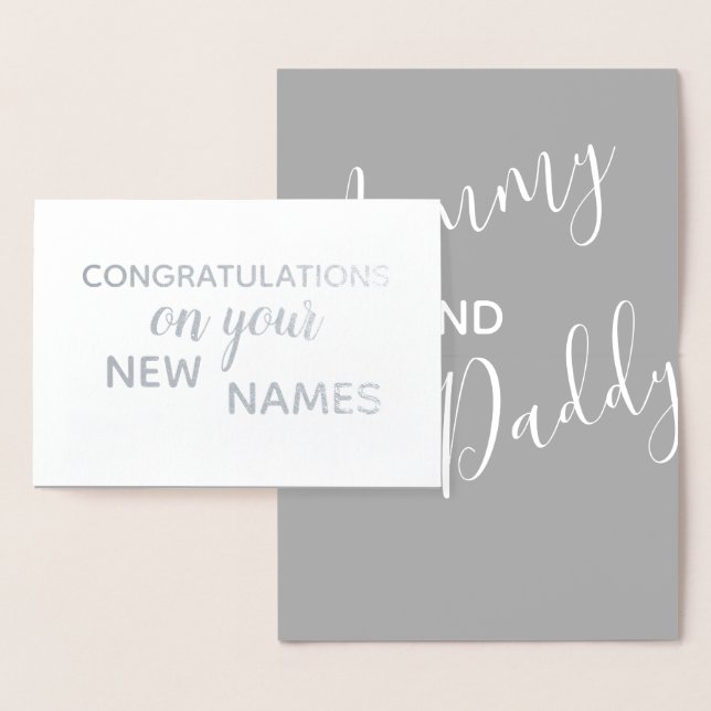 New Mommy & Daddy Congratulations Elegant Brush Foil Card (Display)