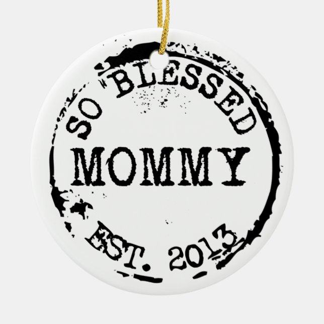 New Mommy Established With Year Ceramic Ornament (Front)